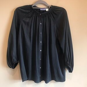 Acrobat 100% Silk BLACK Button up Blouse